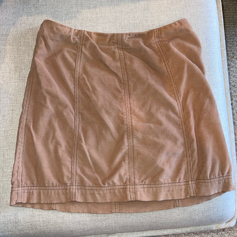 Free People Corduroy High Waisted Mini Skirt in tan